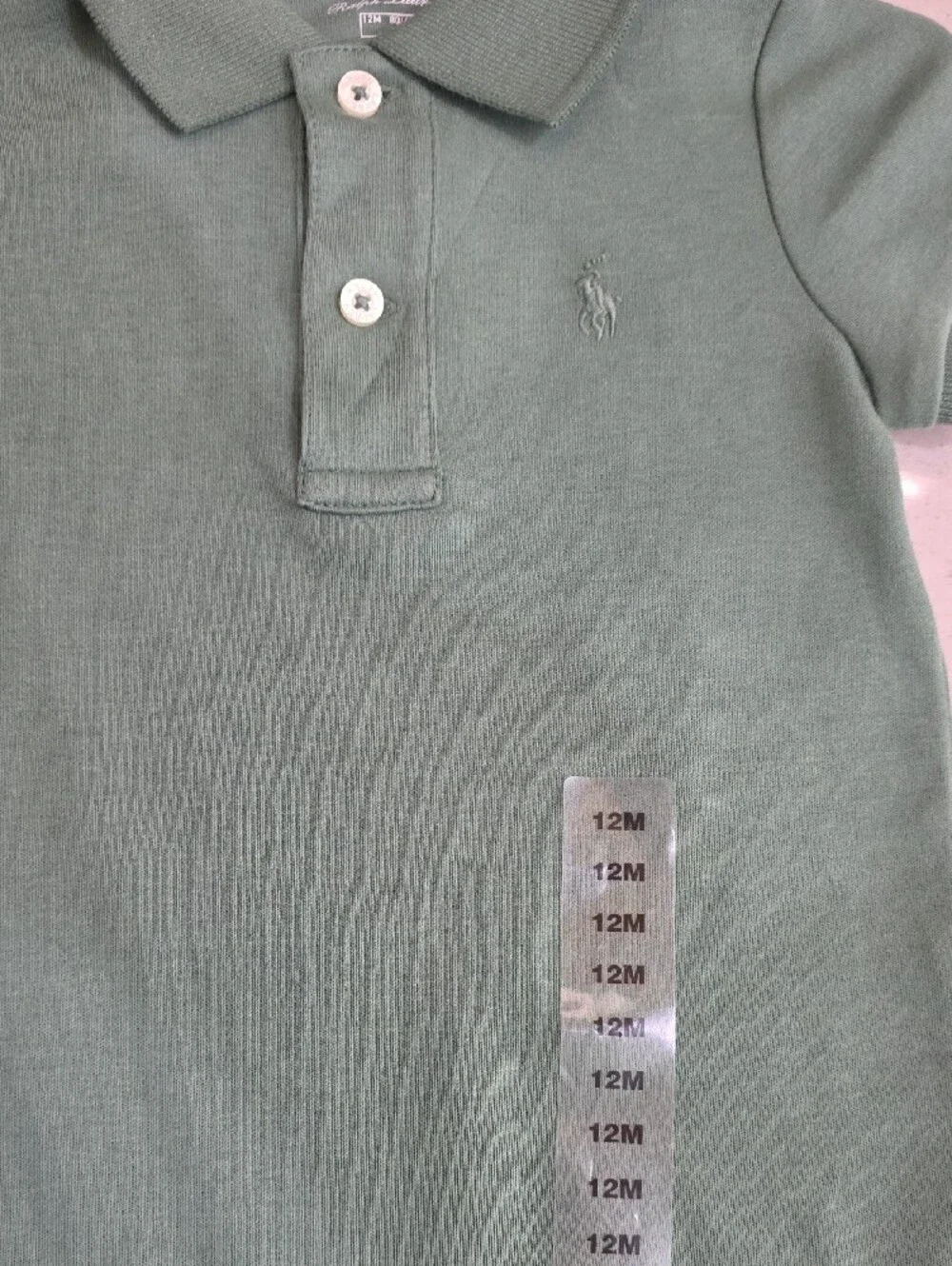NWT 12M Ralph Lauren Sage Green Polo One-Piece 100% Cotton